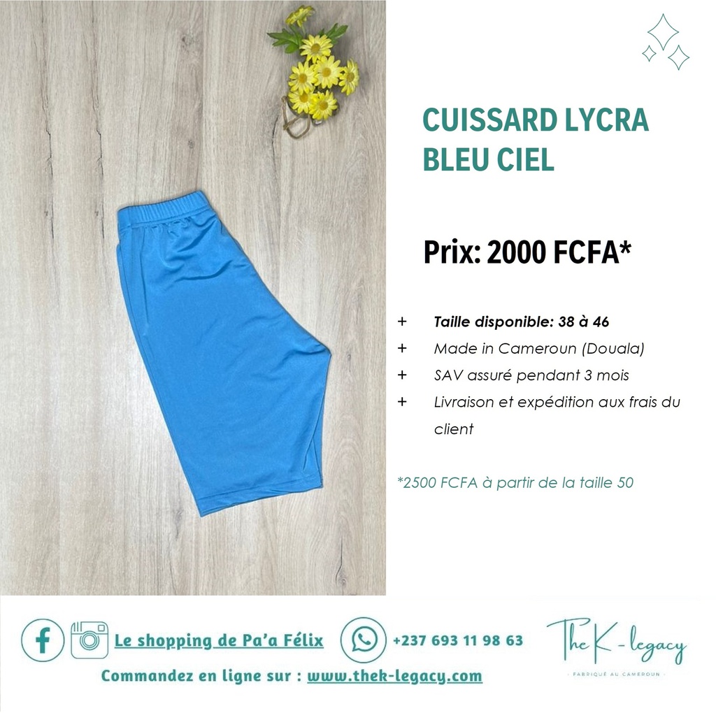 Cuissard Lycra Bleu Ciel