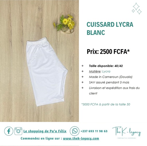 Cuissard Lycra Blanc