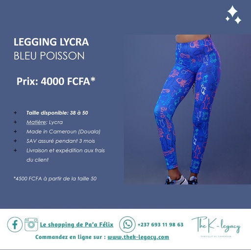 Legging Lycra Bleu Poisson