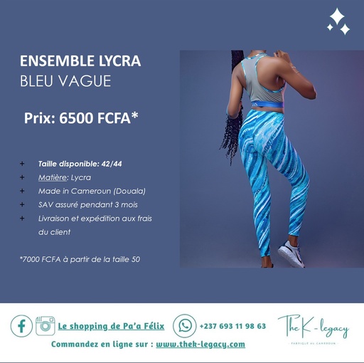 [ENSLYCRABLEUVAGUE] Ensemble Lycra Bleu Vague