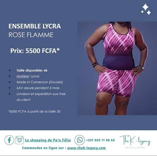 Ensemble Lycra Rose Flamme